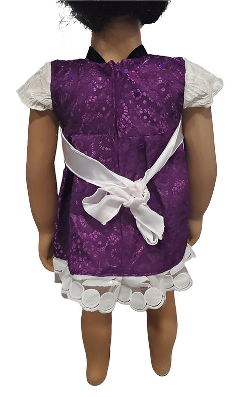 Zahara Purple Lace White Trim Short Sleeve Baby Girl Dress – Handmade