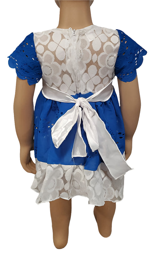 Trinity Blue Lace Rose Baby Girl Dress – Handmade