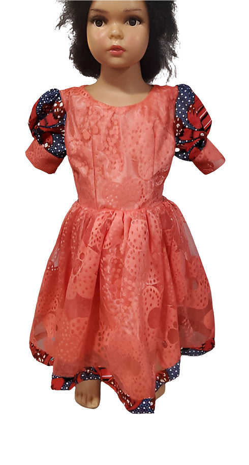 Fosuwaa Floral Lace and Print Overlay Girl Dress – Handmade