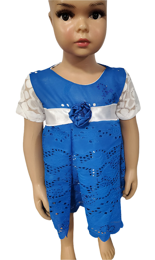Destiny Blue Rose Lace Baby Girl Dress – Handmade