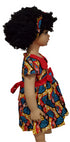 Ariyah Ankara African Print Red Collar Bow Baby Girl Dress with Waist Belt – Handmade