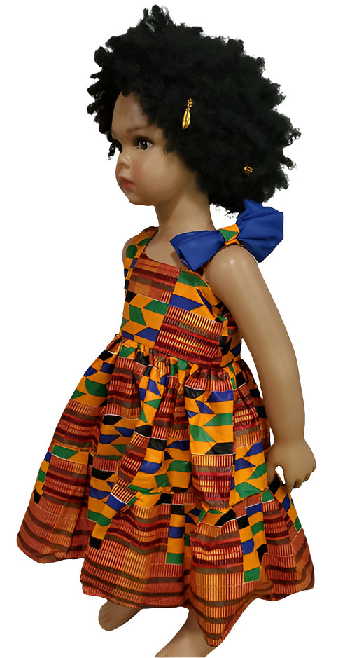 Journee Kente One Shoulder Bow African Print Baby Girl Dress – Handmade
