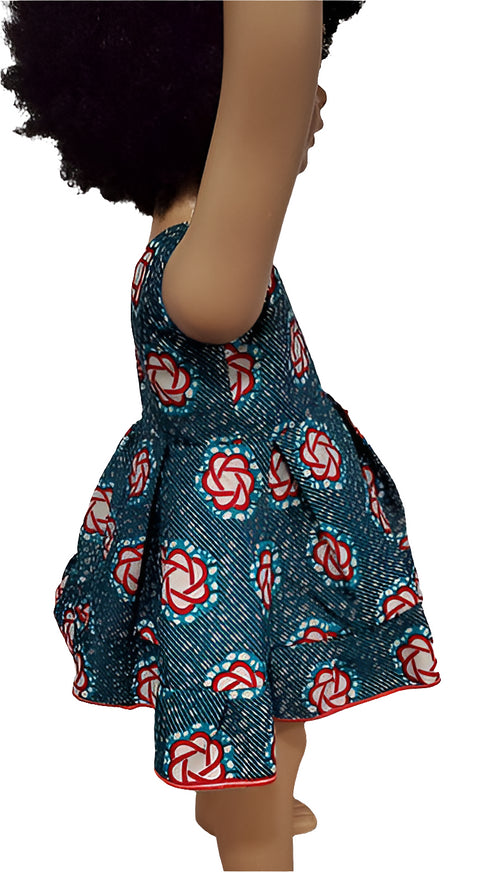 Asantewaa Ankara African Print sleeveless flare baby girl dress handmade – U neck