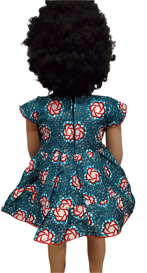 Asantewaa Ankara African Print sleeveless flare baby girl dress handmade – U neck