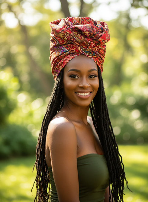 ADEPA Tie-On Ankara Headwrap / Headpiece Scarf – One-Yard Duku (African Print Headwrap)