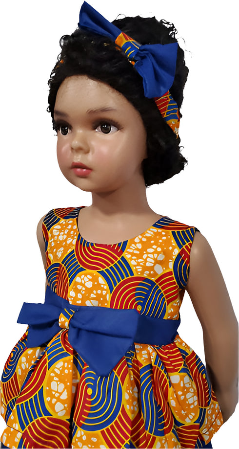 Nayoka Baby Two-Sisters African Print Girl Dress with headband – Two Piece Handmade