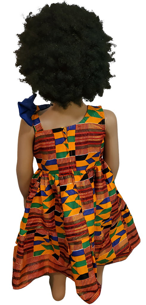 Journee Kente One Shoulder Bow African Print Baby Girl Dress – Handmade