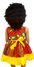 Nia Ankara African Print Baby Girl Dress with Yellow Bow – Handmade
