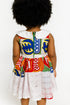 Zahlia Joy Ankara African Print Baby Girl Dress with Lace Overlay & Cotton Collar