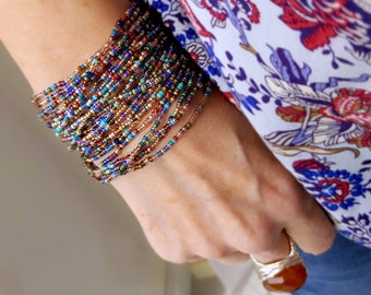 Ohuofe Multicolored Carnival Bead Bangle Fiesta Bead Bracelet Only