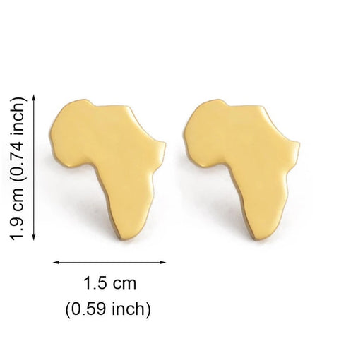 SAFARI SPLENDOR African Map Minimalist Stud Earrings – African-Inspired Jewelry for Women