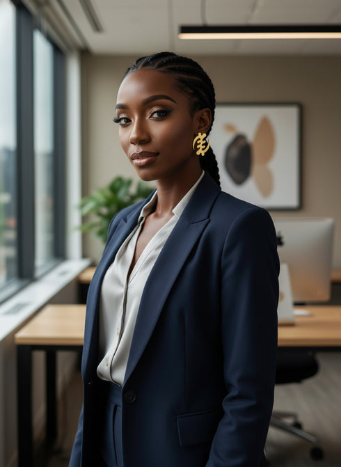 REGAL ESSENCE GYE NYAME Oversized Gold Adinkra Earrings – Exaggerated African Statement Jewelry for Women