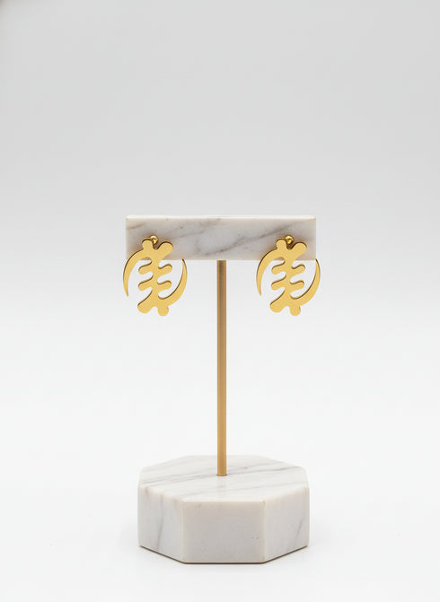 REGAL ESSENCE GYE NYAME Oversized Gold Adinkra Earrings – Exaggerated African Statement Jewelry for Women