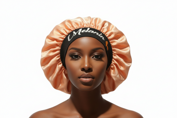 MELANIN BLACKWATER African Woman Handmade Silk Bonnet With Melanin Band Design