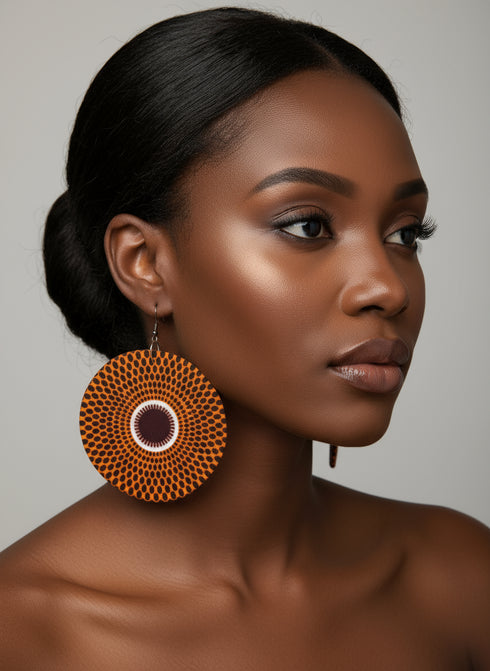 Jei-No Circular Chic Ankara Print Earrings