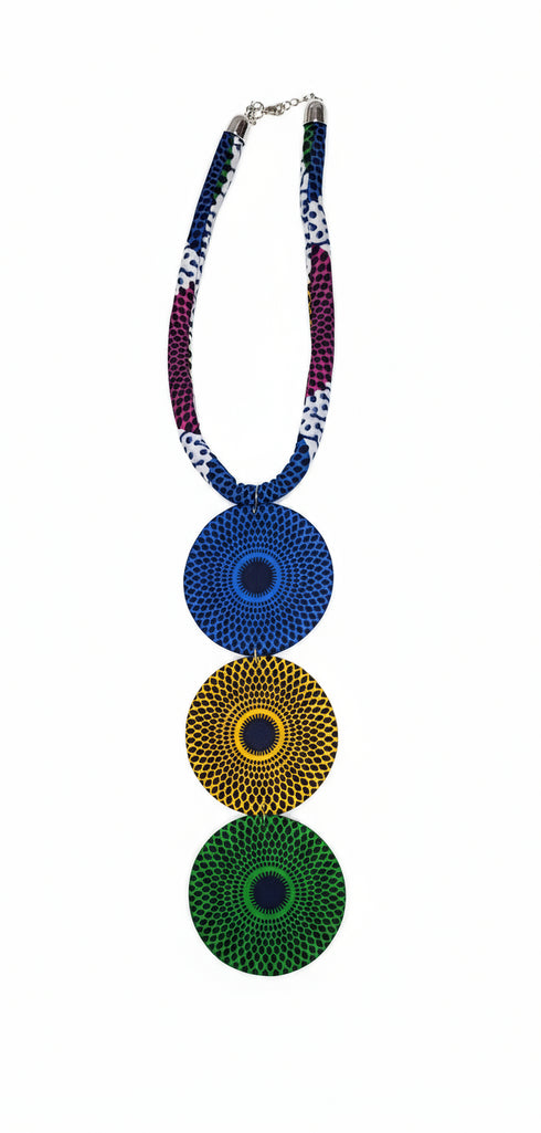 African Trio Circlet Ankara Necklace