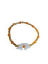 ZAHARA Handmade Butterfly Charm Gold and Amber African Bead Bracelet