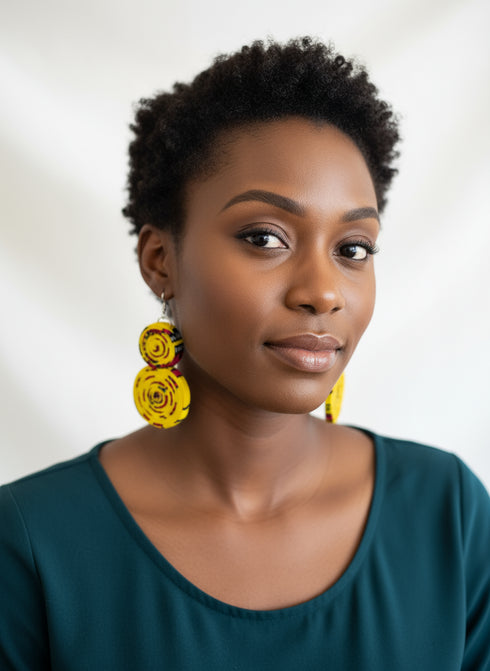ESENAM Radiant Rosette Double Folded Ankara Earrings