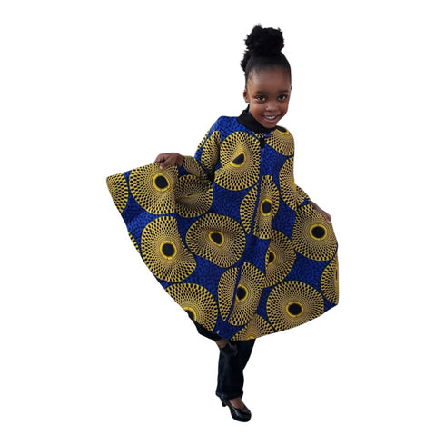 BINTA Ankara African Print Flare Jacket Dress for Girls