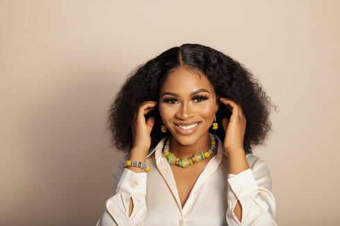 Nneka African Bead Necklace, Bracelet & Earrings Set