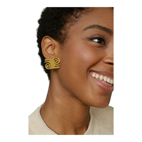 Nkyinkyim Exaggerated Adinkra Symbol Earrings – African-Inspired Statement Jewelry for Women