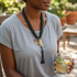 Zuberi handmade Africa map pendant beaded necklace