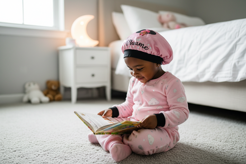 MAAME BLACKWATER African KIDS Handmade KIDS Silk Bonnet With MAAME Band Design