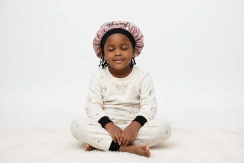 BLESSED BLACKWATER African KIDS Handmade KIDS Silk Bonnet With BLESSED Band Design