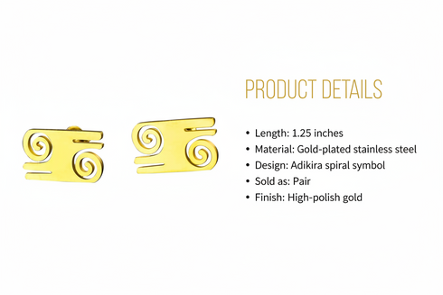 KWATAKYE-ATIKO Exaggerated Adinkra Symbol Earrings – African-Inspired Statement Jewelry for Women