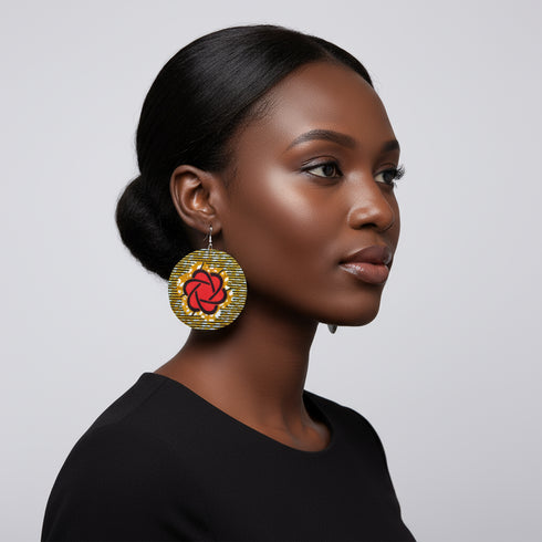 Jei-No Circular Chic Ankara Print Earrings