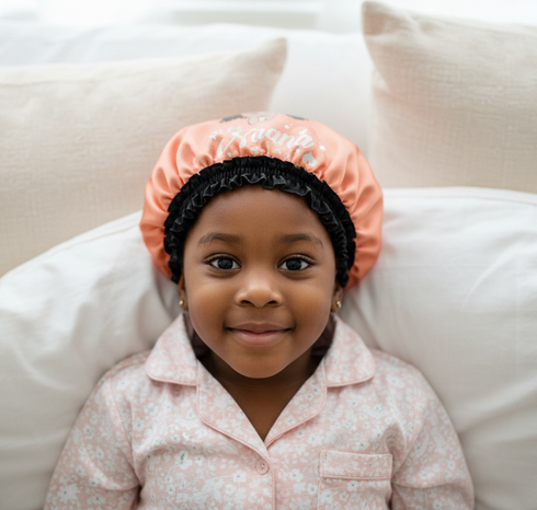 NAANA BLACKWATER African KIDS Handmade KIDS Silk Bonnet With NAANA Band Design