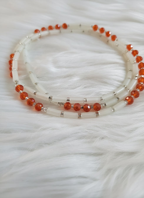 Shaka Lights Out Waist Beads - orange - Glows in the dark