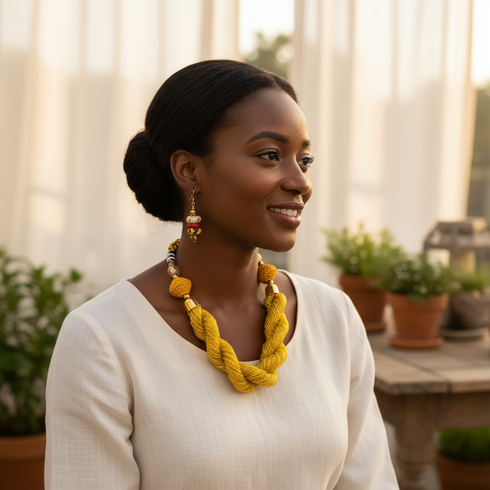 ZUWENA Swirled Seed Bead Necklace with Large Bead Accents Set