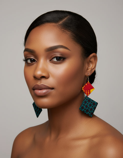 Geometric Allure Ankara Earrings