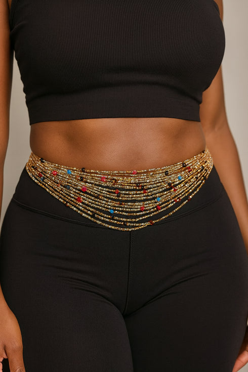 Afriyie Gold Glass Beads with Colored Accents Waist Beads – Ahyenie