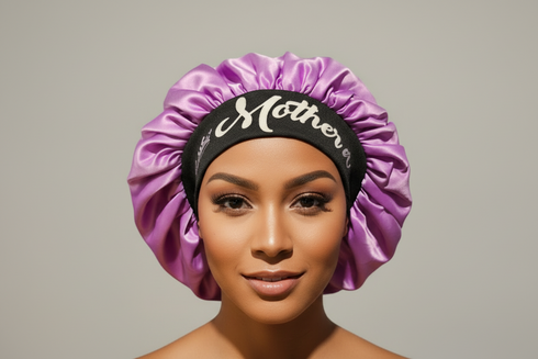 MOTHER BLACKWATER African Woman Handmade Silk Bonnet With Mother Band Design