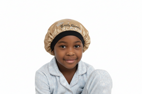 LITTLE QUEEN BLACKWATER African KIDS Handmade KIDS Silk Bonnet With Little Queen Band Design
