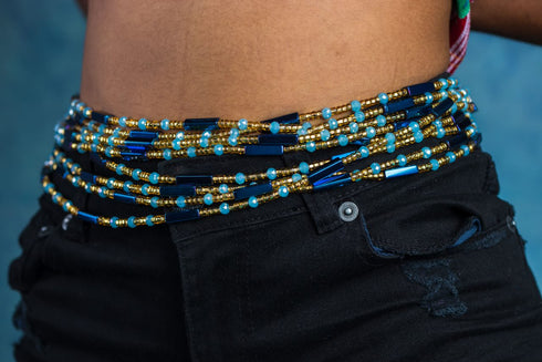 Nsroma Blue Instincts Waist Beads - Ahyenie 50 inch