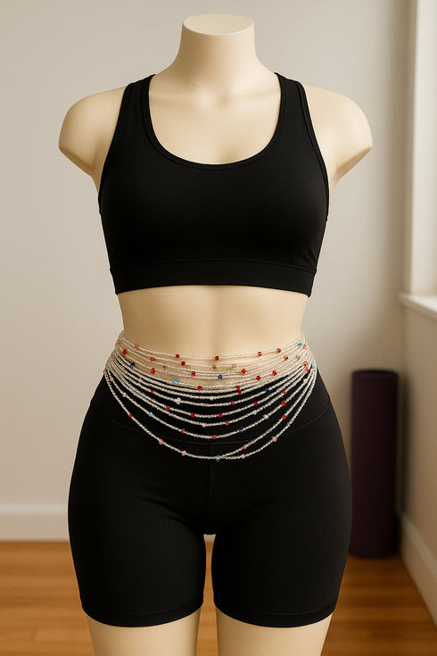 Afriyie Silver Glass Beads with Colored Accents Waist Beads – Ahyenie
