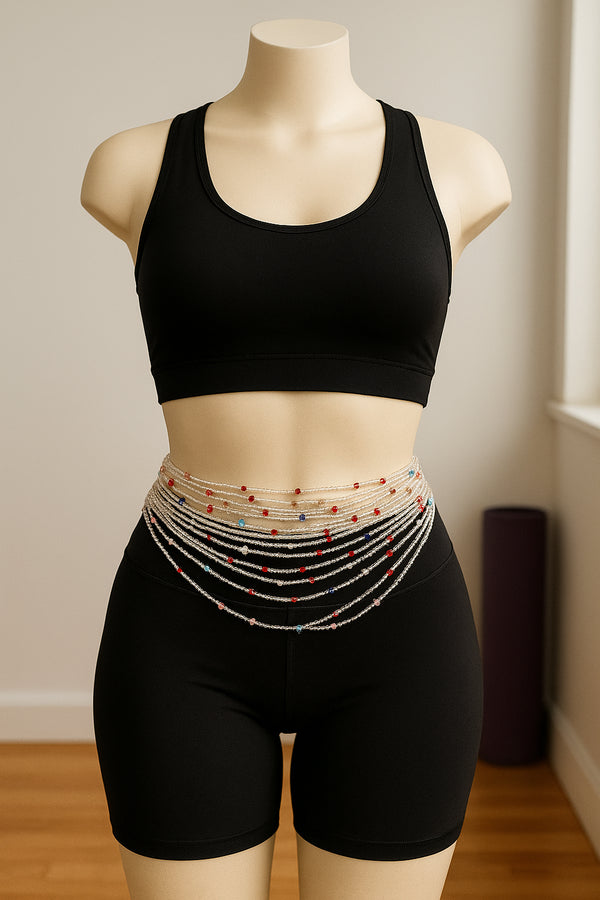 Afriyie Silver Glass Beads with Colored Accents Waist Beads – Ahyenie