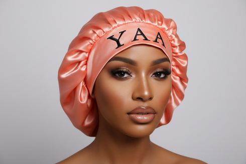 NAWOTWE YAA Days of the Week African Names Satin Bonnet Hair Accessory with Adjustable Tie Back - Thursday