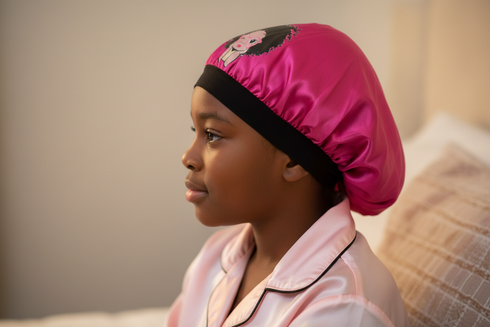 BLESSED BLACKWATER African KIDS Handmade KIDS Silk Bonnet With BLESSED Band Design