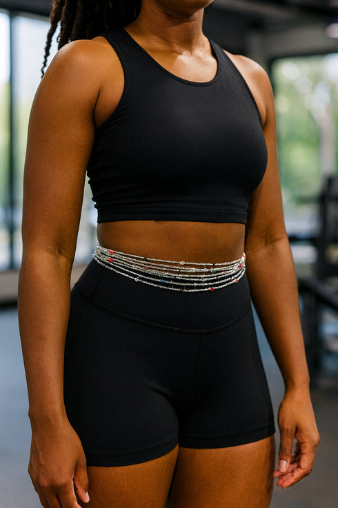 Afriyie Silver Glass Beads with Colored Accents Waist Beads – Ahyenie