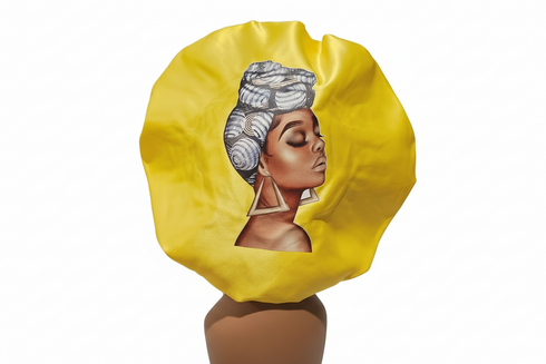 MOTHER BLACKWATER African Woman Handmade Silk Bonnet With Mother Band Design