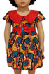 Ariyah Ankara African Print Red Collar Bow Baby Girl Dress with Waist Belt – Handmade