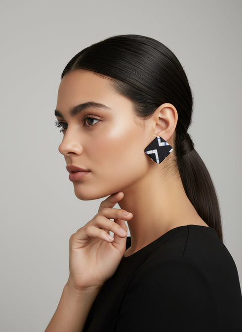 Bold Square Ankara Stud Earrings