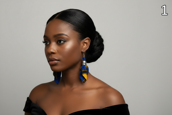 Sapphire Elegance Ankara Earrings