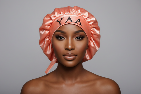NAWOTWE YAA Days of the Week African Names Satin Bonnet Hair Accessory with Adjustable Tie Back - Thursday