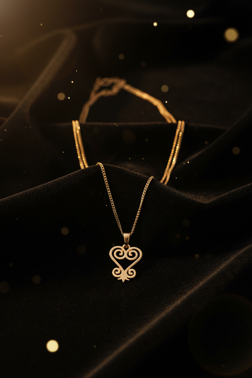 LOVE SANKOFA-DUA heritage stainless steel Adinkra necklace only