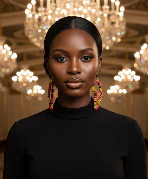 African Map Ankara Fabric Earrings